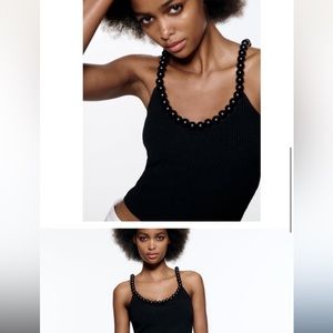 Zara NWT- black Pearl strap top in size medium